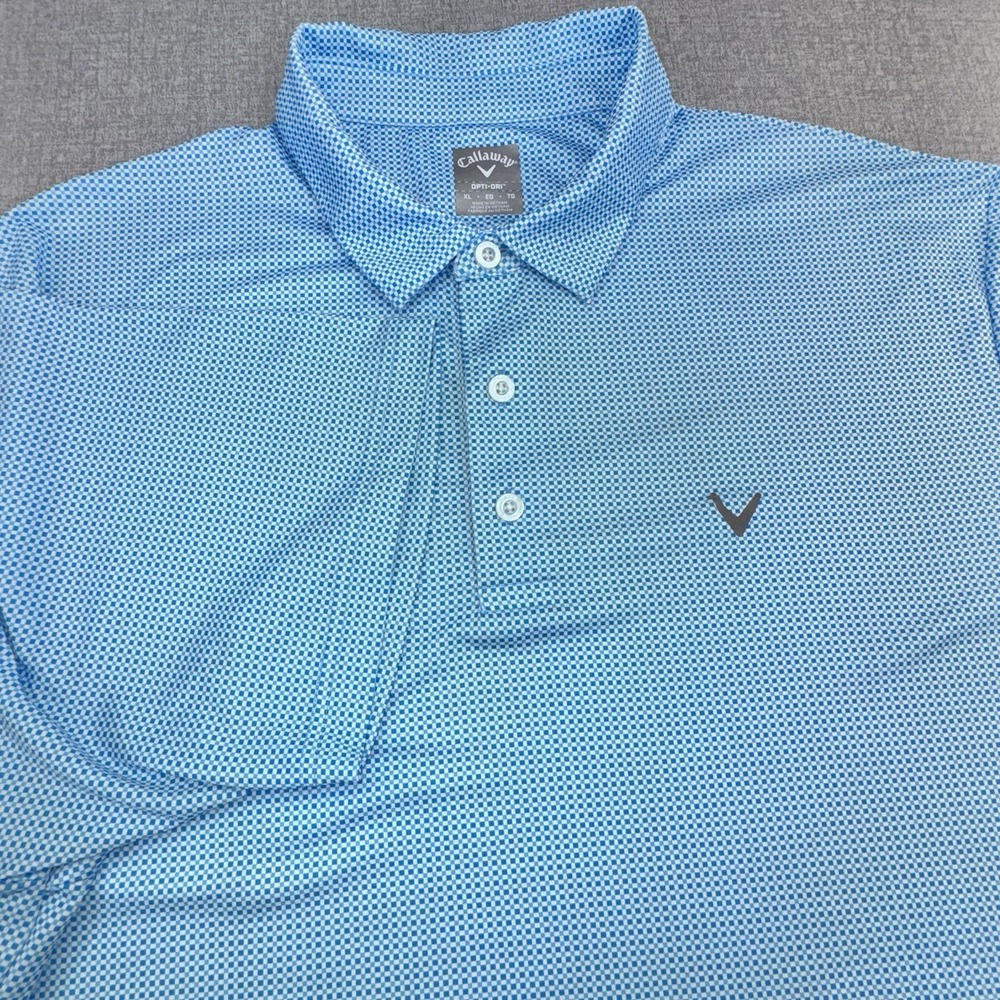 Callaway Polo Shirt Mens XL Blue Golf Stretch Wicking Short Sleeve OPTI-DRI